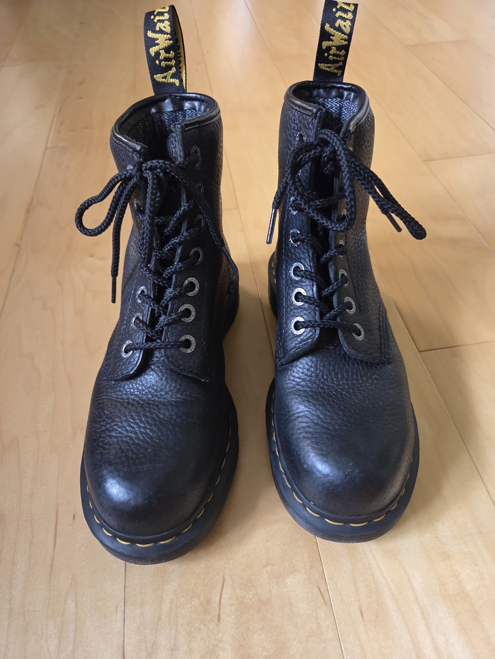 Dr. Martens Steel Toe Black Leather 1460 Boots Mens Size 7/ Womens Size 8